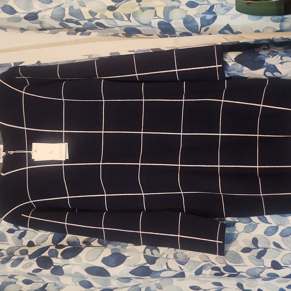 Bluoltre NWT Italian sweater dress checkered long sleeve‎ knee length siz…